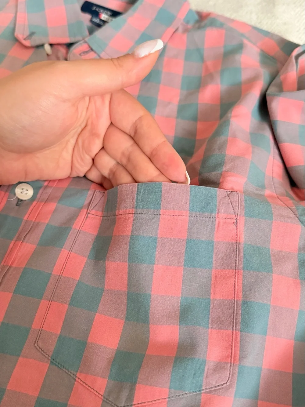 J.Crew Men’s Pink & Gray Gingham Button Down Shirt Long Sleeve Size Small Slim
